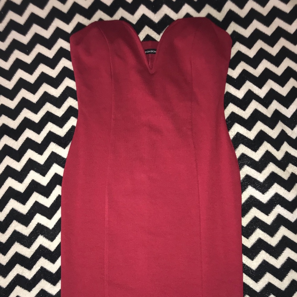 Burgundy/Wine V-Wired Tube Midi Dress